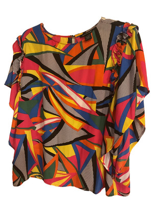 NEW:ASHLEY STEWART 18/20 RETRO GEOMETRIC COMFY TOP 38C26L