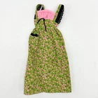 Vintage Mattel Barbie 1975 Mod Best Buy Green & Pink Floral Peasant Dress #7416