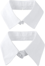 2 Pcs Fake Women Collar Detachable White Dickey Half Shirt False Lapel Blouse
