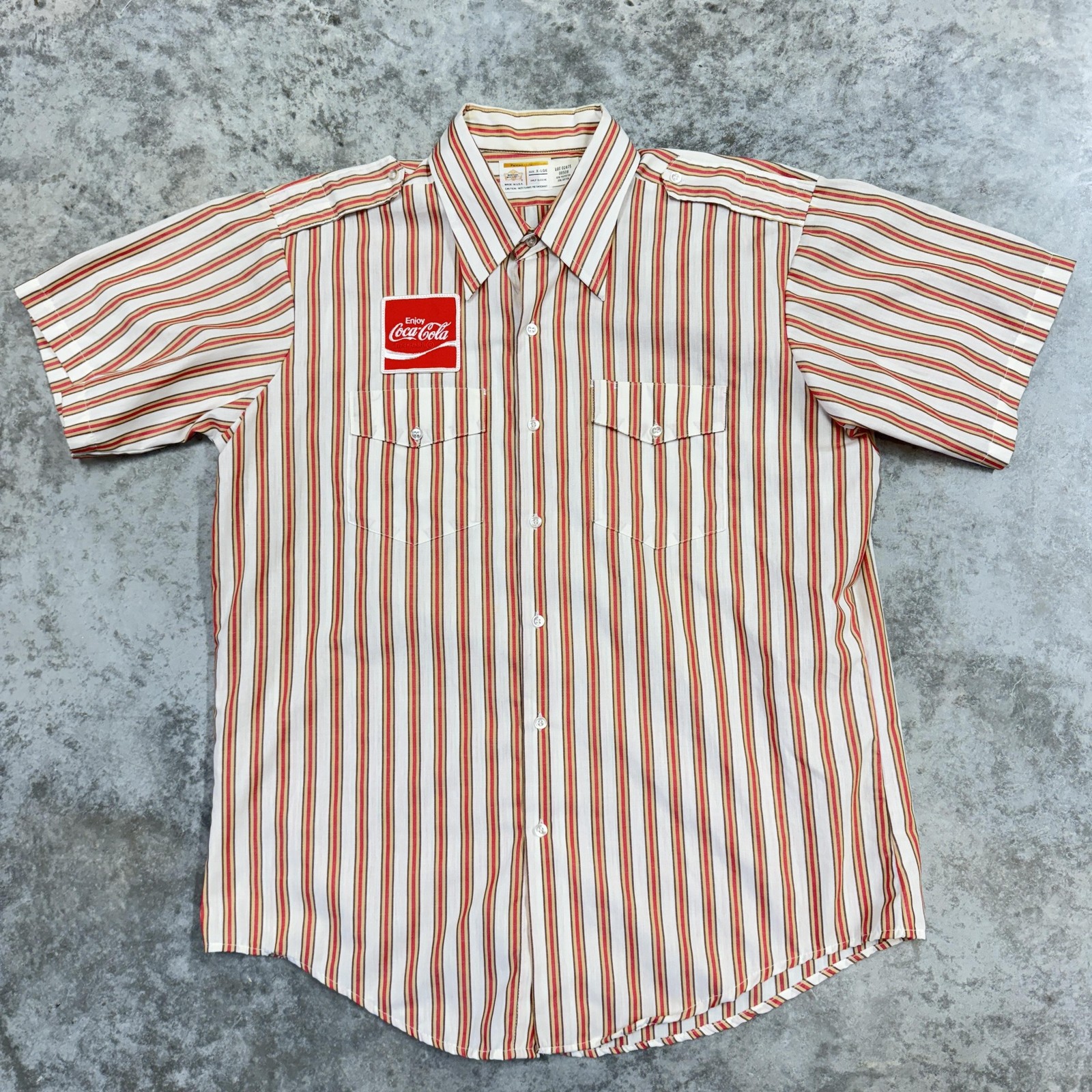 Vintage Coca-Cola Riverside Masterbilt Shirt Mens XL Striped Uniform 70s USA