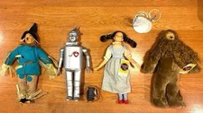 Wizard of Oz plush doll set 4 pcs with base, dead stock, Caron, Tin Man, Dorothy