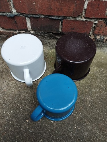 3x Schnabeltopf Milchtopf Emaille Kochtopf Pflanzgefäß Pflanztopf Garten - Bild 5 von 11