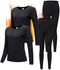 2Pack Women Thermal Underwear Set, Long Johns Base Layer Top Bottom, Women S...