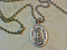 W-274  MANS  "ITALY" SAINT MICHAEL ARCHANGEL PROTECTOR PENDANT 31" INCH NECKLACE