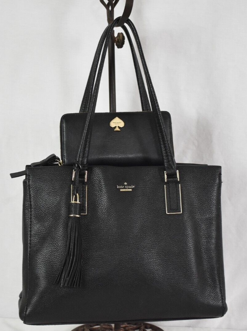 Kate Spade New York Naomi Tote, BLACK, Pebbled Leather .With  display picture 3