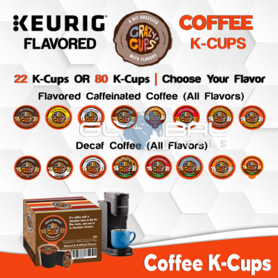 Crazy Cups Coffee 22 OR 80 KCups Pods Keurig Capsules Gluten Free CHOOSE FLAVOR 
