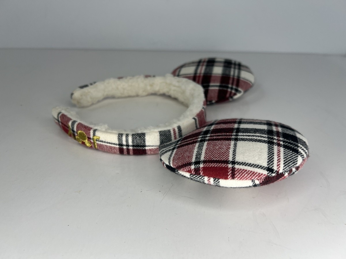 Disney Park Joy Ears Christmas Holiday Plaid Sherpa Minnie 