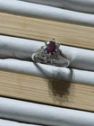 Vintage Sterling Silver Crystal Accent & Unknown Solitaire Stone w/free shipping