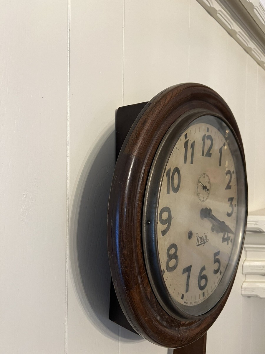 Vintage 19th Century Japanese “Meiji” Oak Key Winding Hanging Wall