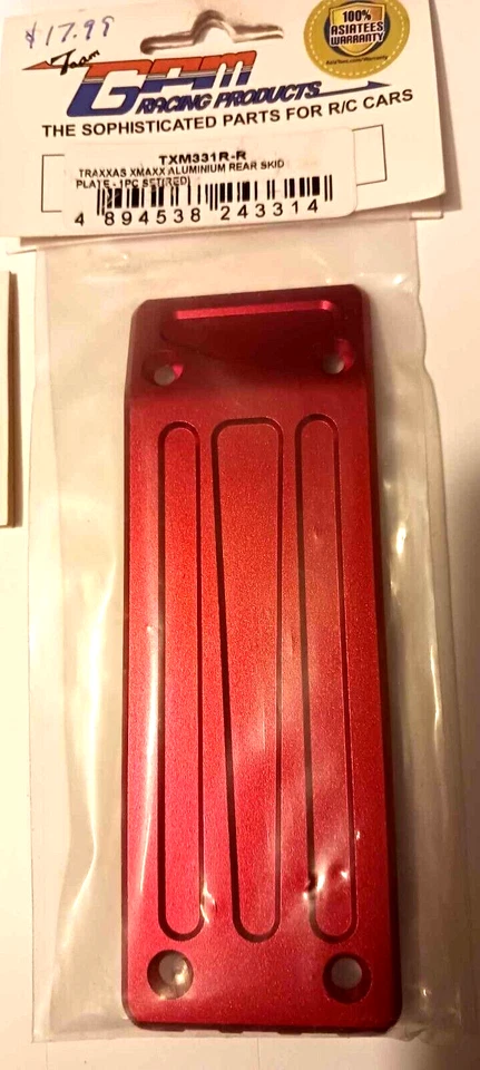 Placa de deslizamiento trasera GPM Racing X-Maxx Red Alum TXM331R-R y TXM01010MM-R dos paquetes Foto 4 de 4