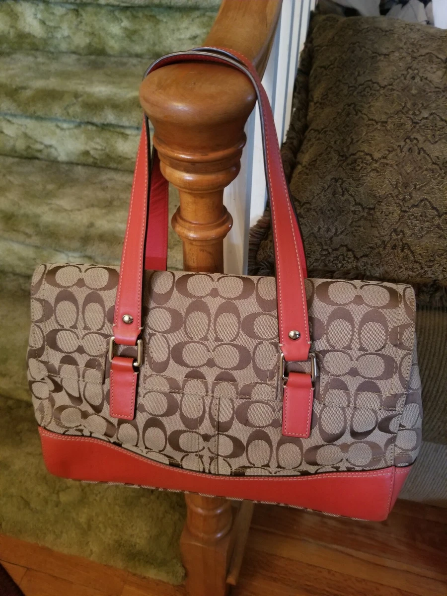 Coach purse with orange trim sale