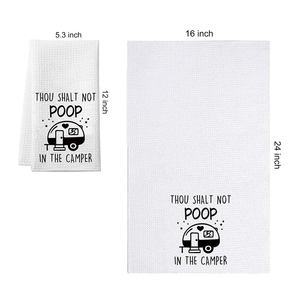 Funny Camper Waffle Cotton Kitchen Towels Hand Towel, Camping Kitchen