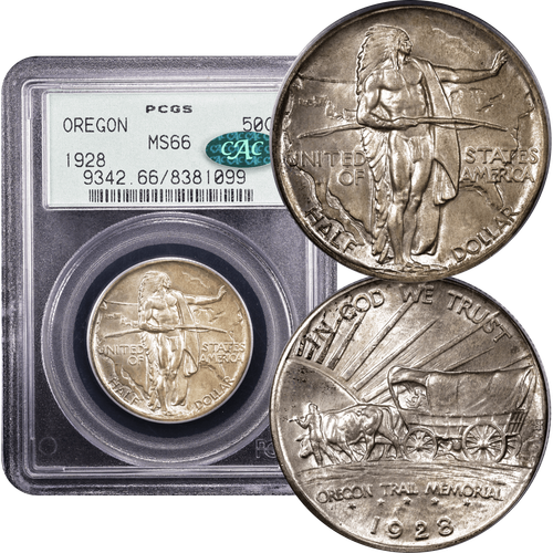 1928 Oregon Commemorative Half Dollar (50c) OGH PCGS MS66 CAC