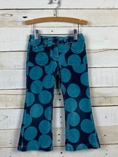 Girls MINI BODEN Sz 4y Corduroy Pants Casual Teal Navy Blue Big Polka Dot Cords