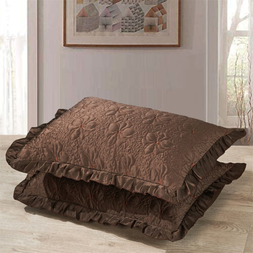 Lux 4Piece Matte Satin Bedding Set Reversible Ruffle Quilted Coverlet Queen/King - Picture 27 of 44