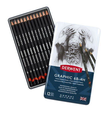 Graphitstifte Derwent Graphic Dose x12 Ersatzmine Mittel