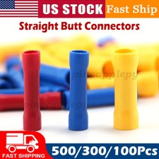 500Pcs Fully Insulated Wiring Straight Wire Butt Splice Crimp Terminal Connector