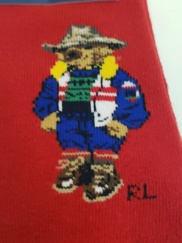 One/New White Tags-CALCETINES HOMBRE POLO RALPH LAUREN OSO ROJO (ZAPATO TALLA 6-12.5) Foto 3 de 4