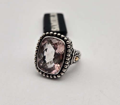 Samuel B. Statement-Ring Sterling & 18 Karat Gold rosa Morganit Größe 6 NEU