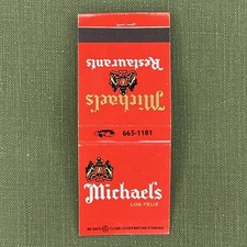 Vintage Matchbook Michael’s Restaurant Los Feliz California Matches Unstruck
