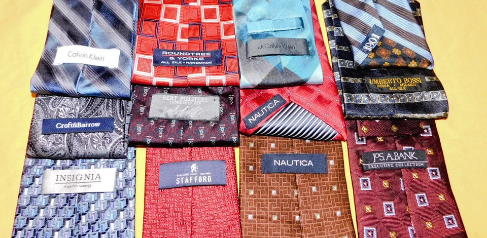 LOTE DE 12 CORBATAS DE DISEÑO - CALVIN KLEIN, NAUTICA, STAFFORD, BANK, BOSSI - CORBATAS. Foto 2 de 2