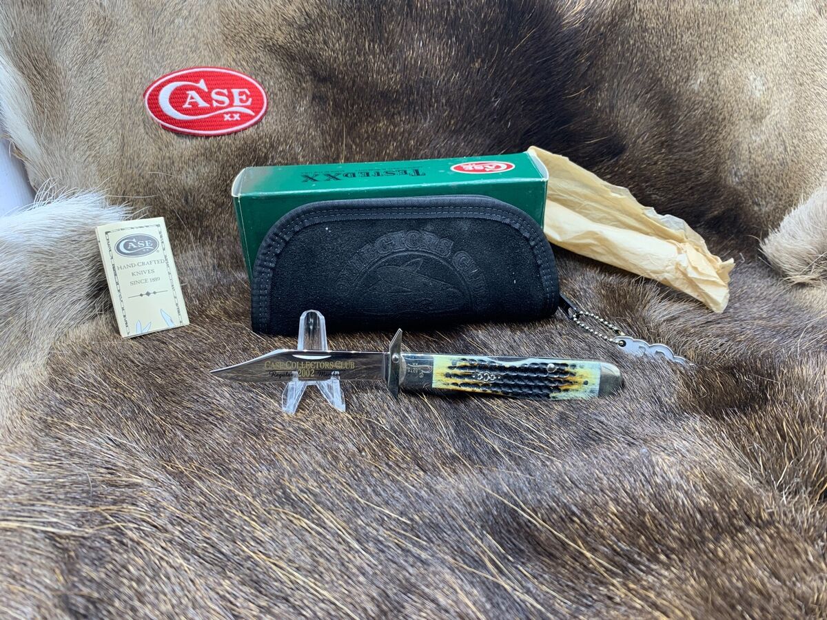 Case 2002 Collectors Club Cheetah Knife Moss Bone Handles Case 2002 Collectors Club Cheetah Knife Moss Bone Handles