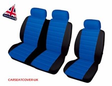 MITSUBISHI CANTER BLUE/BLK PADDED LEATHER LOOK VAN SEAT COVERS - SINGLE & DOUBLE