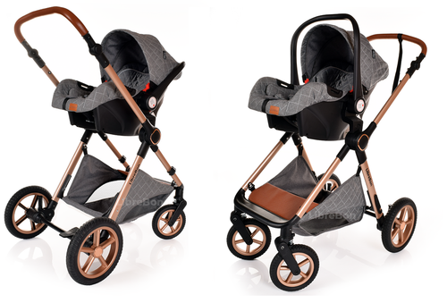 Baby Pram Buggy 3 in 1 Travel System Car Seat Folding Pushchair Reversible - Picture 28 of 117