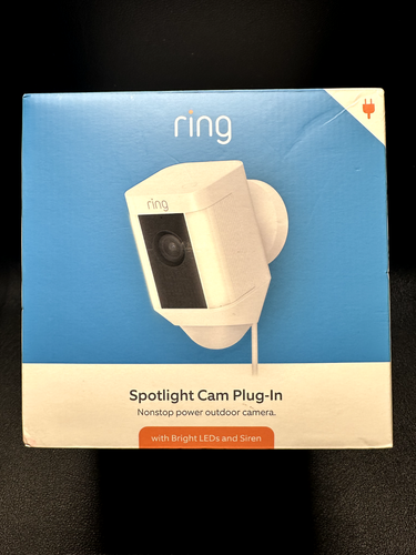 NEW - Ring Spotlight Cam Wired Plug-in HD Outdoor security camera built-in White