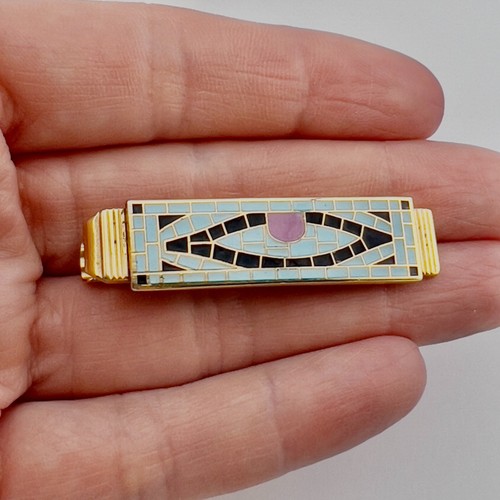 Juego de gemelos clip barra de corbata vintage Eye of Horus ANSON turquesa mosaico egipcio - Imagen 5 de 11