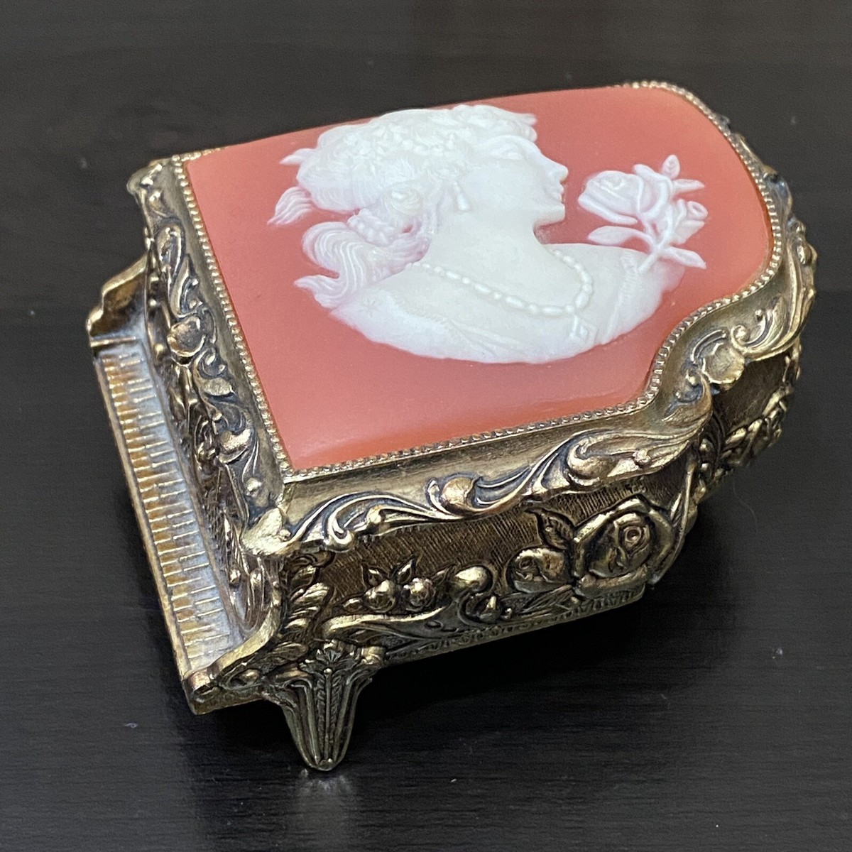 Vintage Linden Japan Victorian Lady Cameo Piano-Shaped Music Box