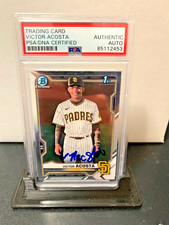 Victor Acosta autograph signed 2021 Bowman Chrome baseball card PSA BCP151