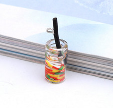 10X Fruit tea Glass bottle Charms Pendants Earring Jewelry diy Accessories 26mm