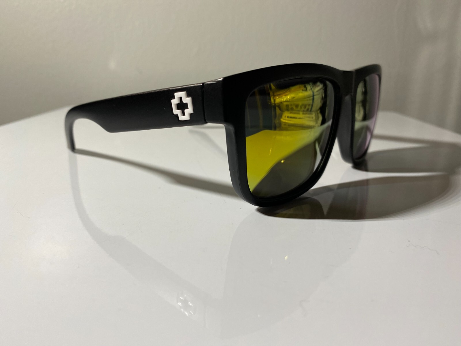 unisex sporty style black sunglasses with yellow polarized lenses