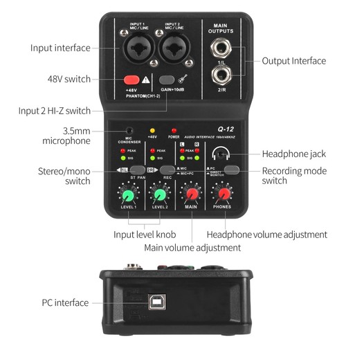 Interface Audio USB + Alimentation Fantôme 48V Avec Fiche de Microphone de 35... - Photo 7/8
