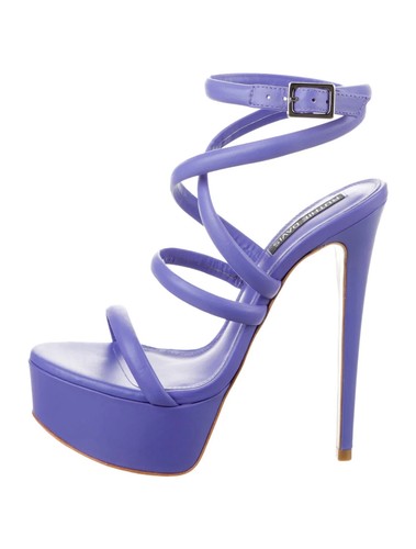 RUTHIE DAVIS Purple Leather Platform Sandals Size 5 IT 35 New with Box