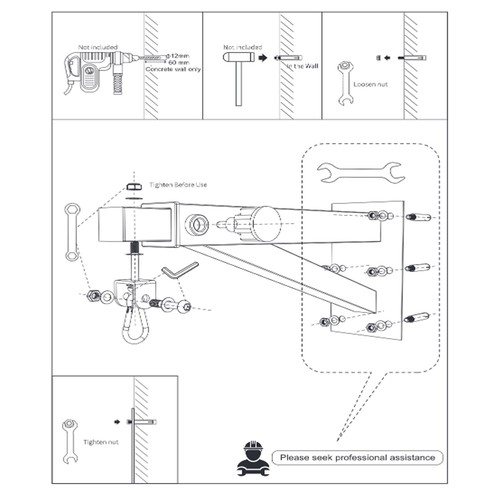 Wall-Mounted Heavy Bag Hanger with Adjustable Bracket for Home Gym Black - Picture 8 of 21