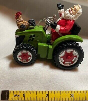 Rooster Driving Tractor Ornament 
