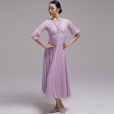 Latin Ballroom Dance Dress Modern Salsa Waltz Standard Long Dress Q169 2 Colors