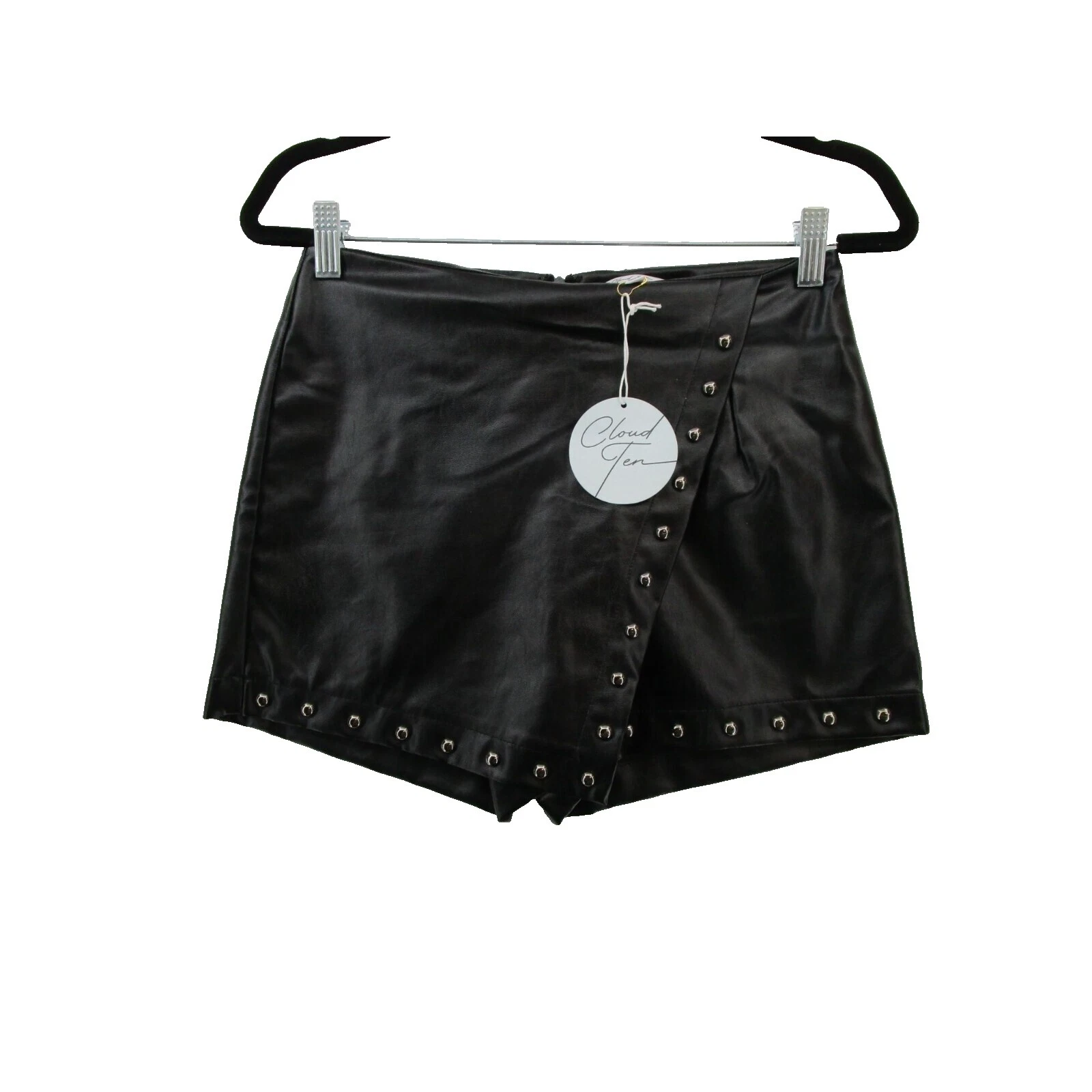 Leather Solid Shorts for Women
