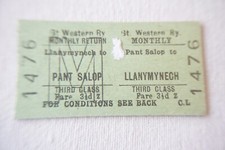 1964 Llanymynech to Pant Salop GWR Railway Train Ticket