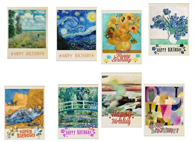 Grußkarte Geburtstag A5 berühmtes Gemälde Karten Große Welle Monet Homer Van Gogh
