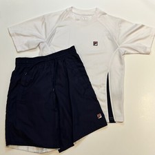 Boys Fila Tennis Outfit White and Navy  reversible navy and white shorts