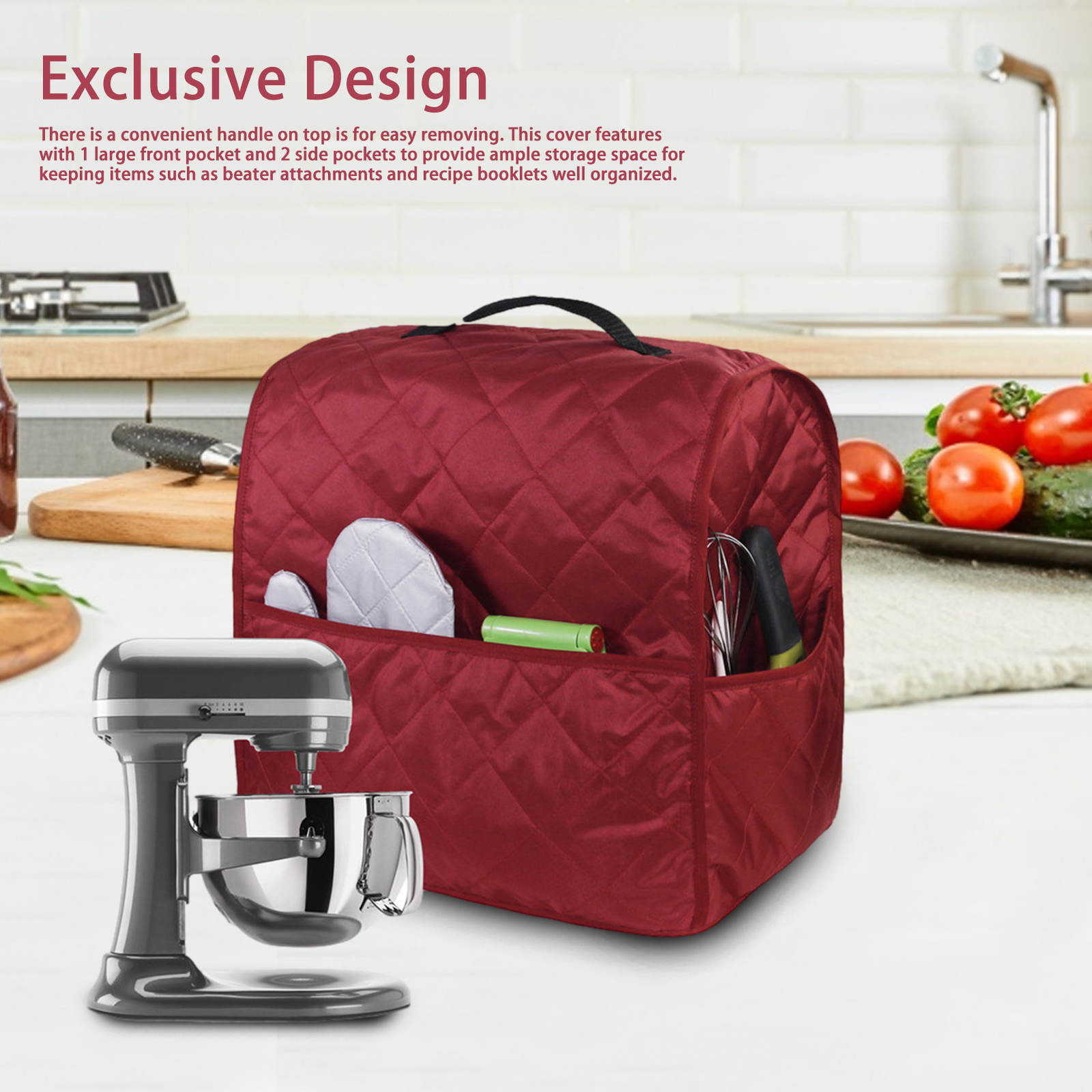 KitchenAid Stand Mixer Cover - Dust-Proof with Pockets and Handle Protection  -image
