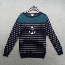 Brooks Brothers Red Fleece Sweater Womens Small Blue Stripes Nautical Anchor
