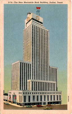 Dallas, Texas, Mercantile Bank Building, Martin News Agency, Postcard