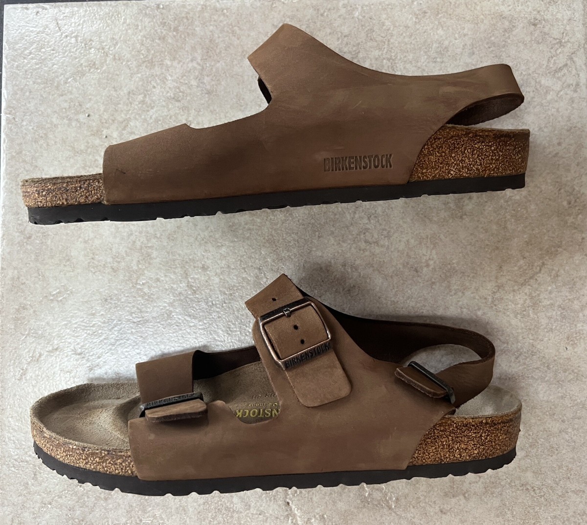 BIRKENSTOCK Milano Cocoa Nubuck Leather Sandals Size 45, Use 12
