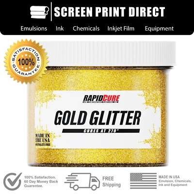 ECOTEX, RAPID CURE, SCREEN PRINT DIRECT Gold Glitter - Premium Plastisol Ink for Screen Printing - Low Temp Cure