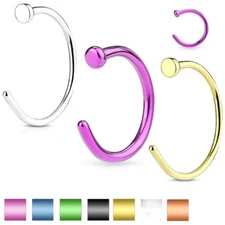 Cartilage Tragus Septum Nose Hoop Ring Nail Head Titanium Anodized Titanium