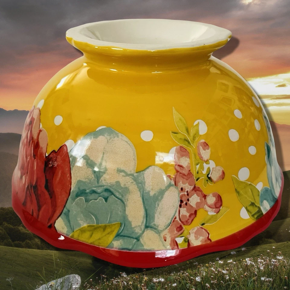 Tazón de cereal sopa con patas Pioneer Woman gres flor amarilla jubileo 6" Foto 4 de 4